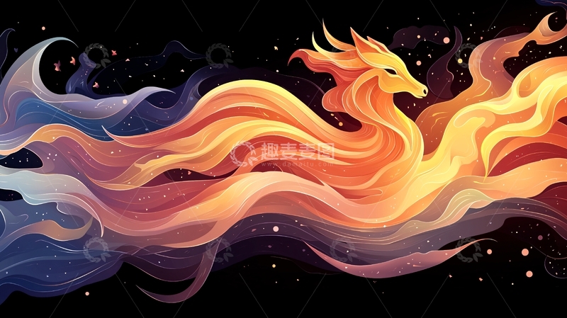 高清大图下载【趣麦麦图】火焰般的抽象龙