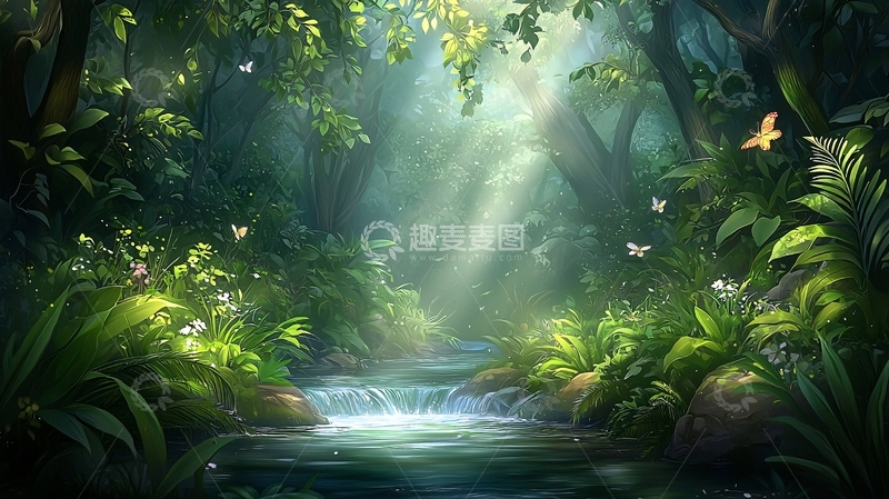 高清大图下载【趣麦麦图】阳光穿透的梦幻森林