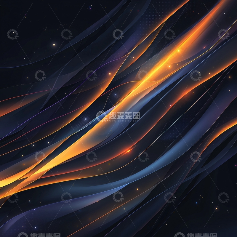 高清大图下载【趣麦麦图】金色光线穿过蓝色曲线