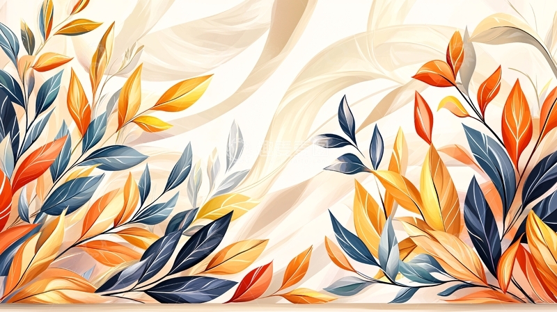 高清大图下载【趣麦麦图】水彩植物背景墙