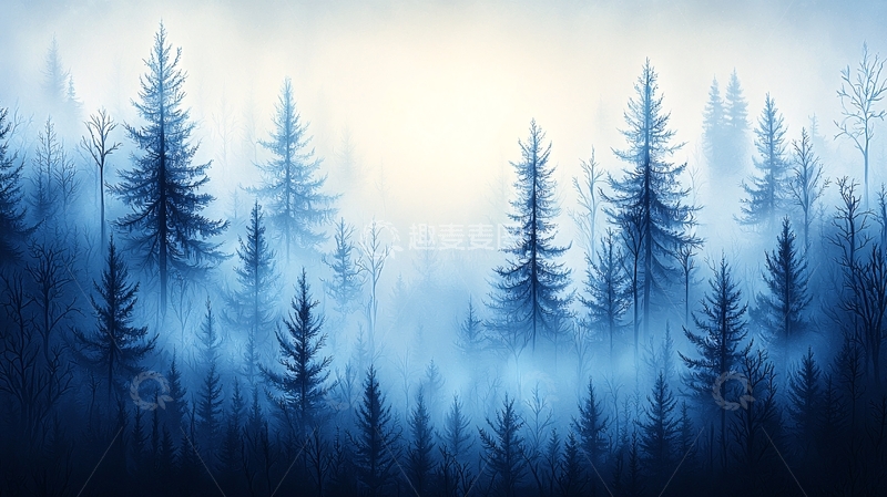高清大图下载【趣麦麦图】蓝色调的森林