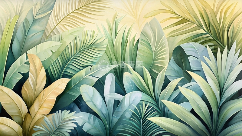 高清大图下载【趣麦麦图】热带植物绘画风格