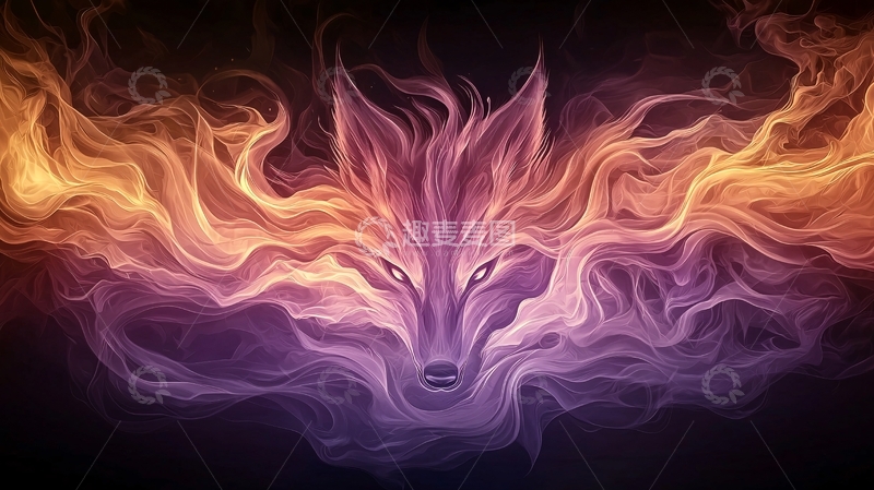 高清大图下载【趣麦麦图】火焰环绕的狐狸头
