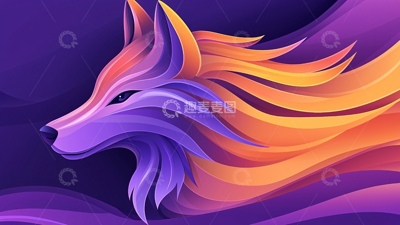高清大图下载【趣麦麦图】抽象狐狸渐变风格