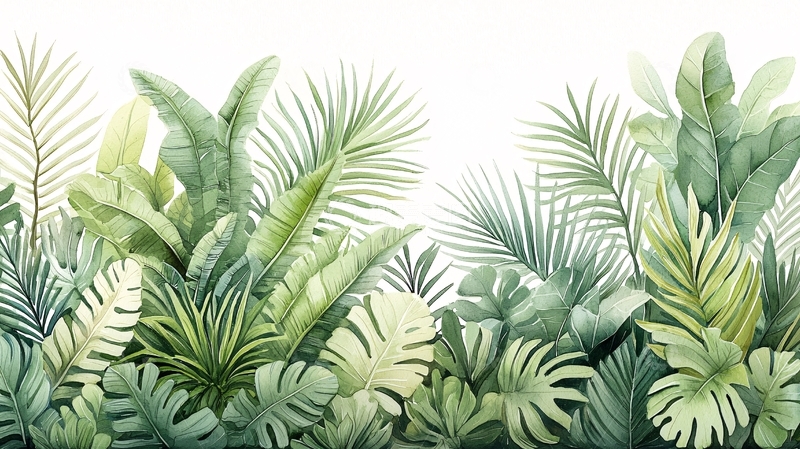 高清大图下载【趣麦麦图】热带植物水彩画