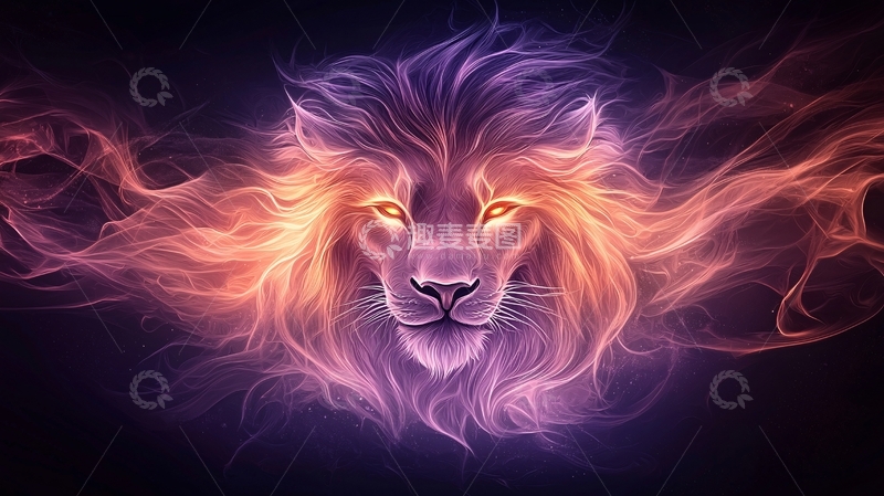 高清大图下载【趣麦麦图】火焰鬃毛的狮子