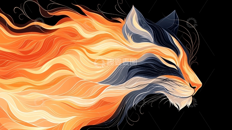 高清大图下载【趣麦麦图】火焰猫高清图片