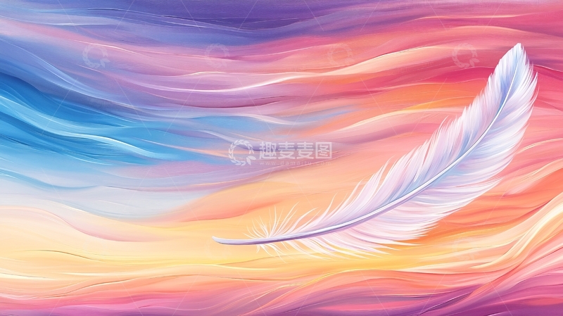 高清大图下载【趣麦麦图】梦幻羽毛在彩色背景上