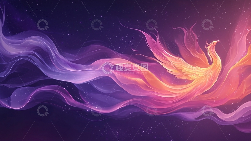 高清大图下载【趣麦麦图】火焰般的抽象凤凰