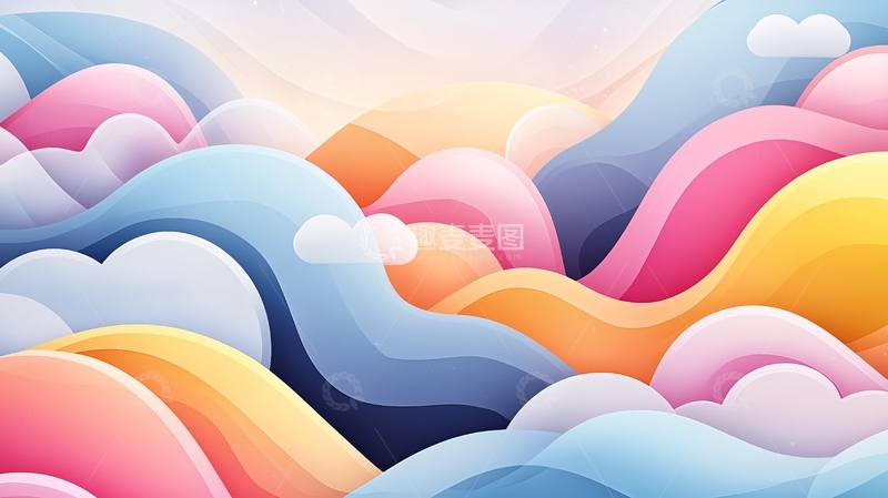高清大图下载【趣麦麦图】彩色波浪抽象背景
