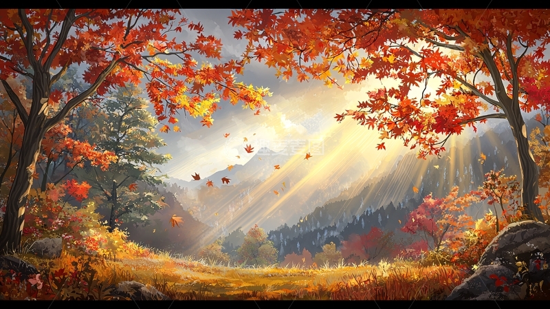 高清大图下载【趣麦麦图】秋日阳光下的山林美景