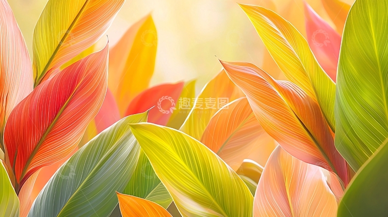 高清大图下载【趣麦麦图】彩色树叶的特写镜头