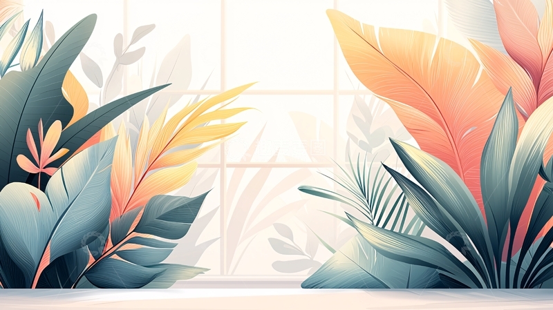 高清大图下载【趣麦麦图】植物背景墙淡雅清新