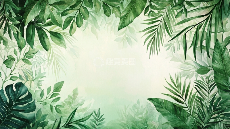 高清大图下载【趣麦麦图】绿色植物背景边框2