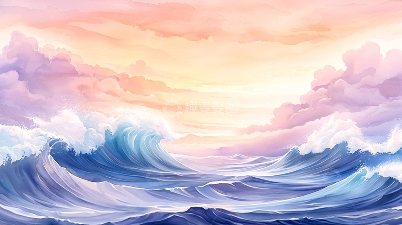 高清大图下载【趣麦麦图】波涛汹涌的天空海洋
