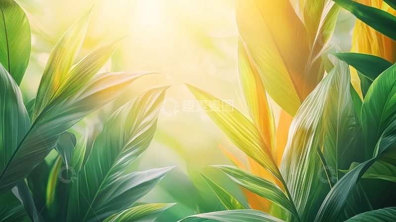 高清大图下载【趣麦麦图】绿叶在阳光下闪耀