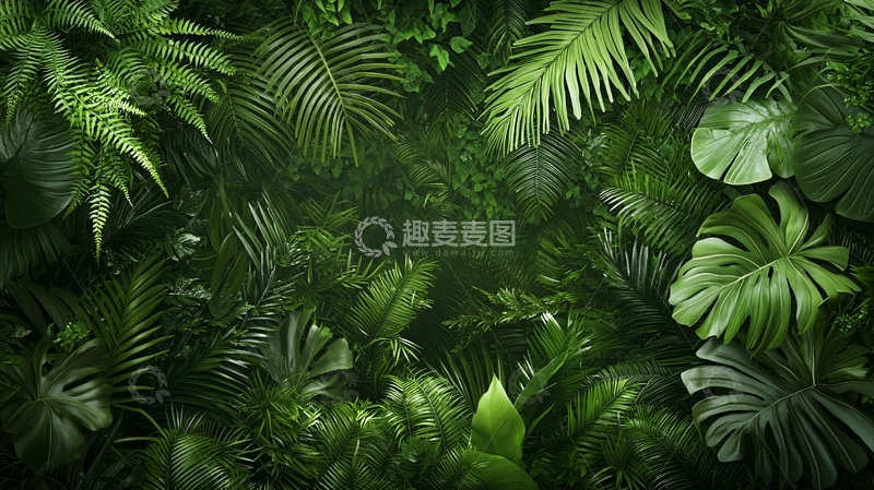 高清大图下载【趣麦麦图】热带雨林茂密植物叶片