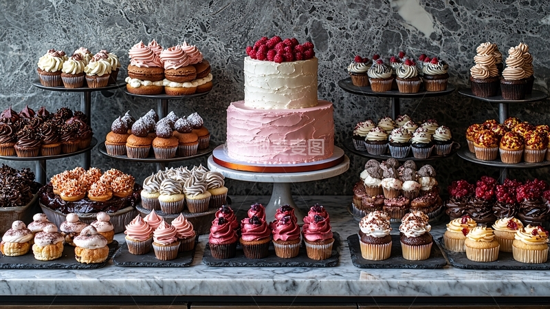 高清大图下载【趣麦麦图】精美蛋糕纸杯蛋糕摆台