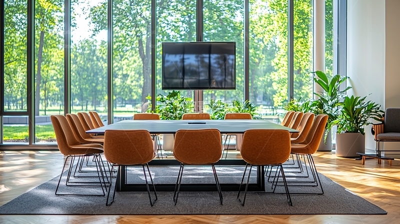 高清大图下载【趣麦麦图】明亮会议室大落地窗