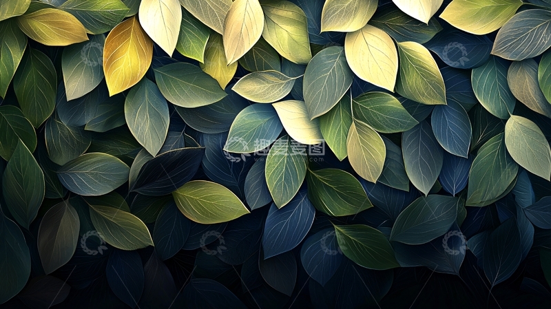 叶子特写油画风背景