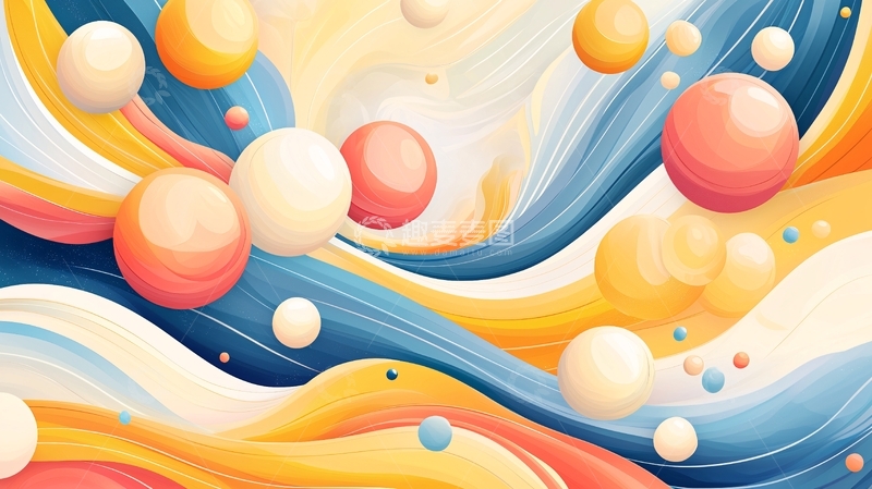 高清大图下载【趣麦麦图】彩色水彩风气泡背景