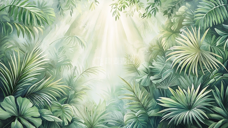 高清大图下载【趣麦麦图】茂密森林中的阳光