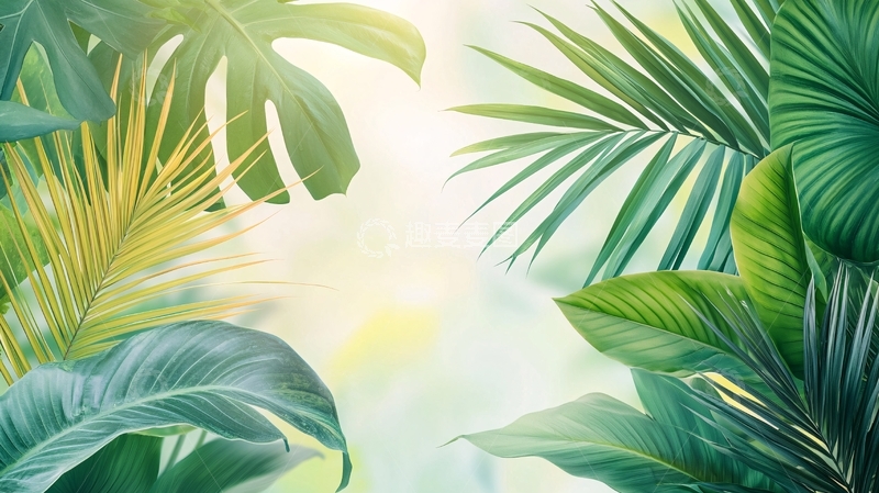 高清大图下载【趣麦麦图】绿意盎然的热带植物背景