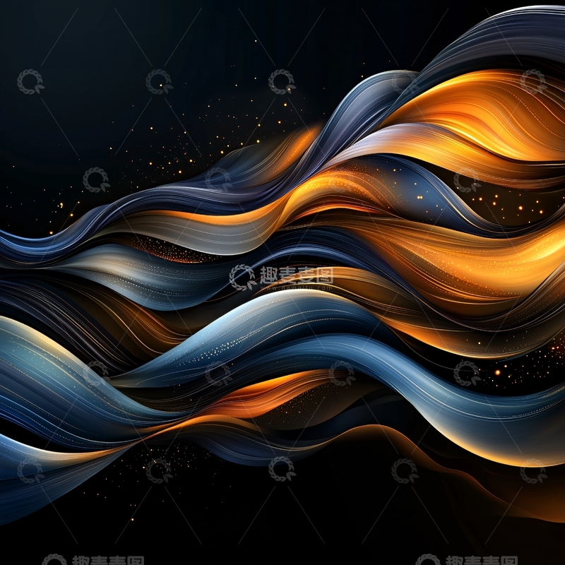 高清大图下载【趣麦麦图】金色蓝色交织波浪背景