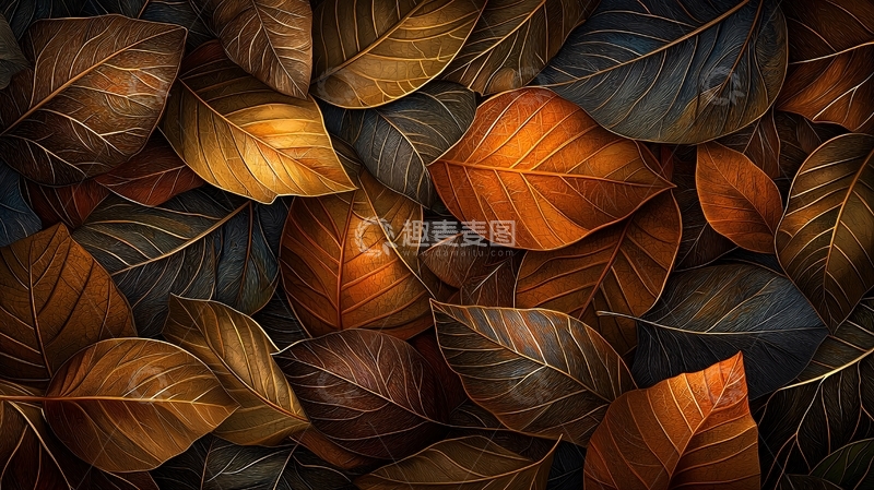 高清大图下载【趣麦麦图】秋天的落叶铺满地面