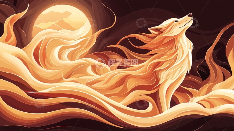 高清大图下载【趣麦麦图】狼对着满月嚎叫的艺术画