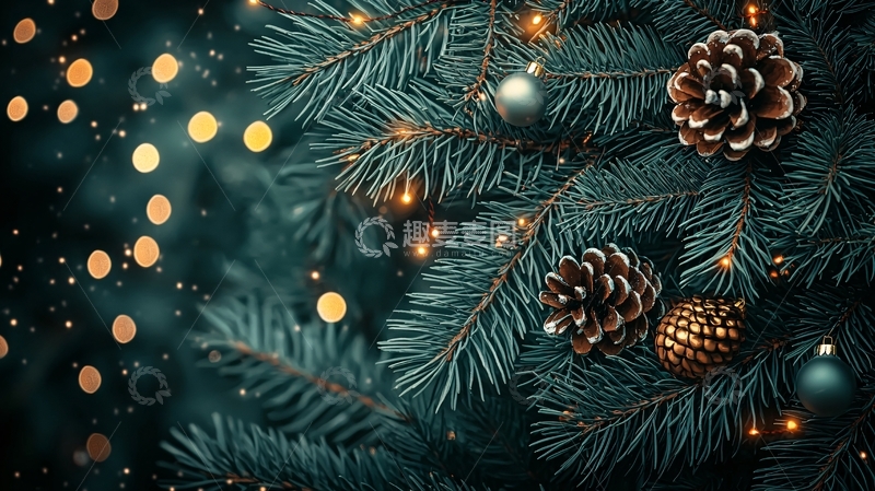 高清大图下载【趣麦麦图】圣诞树松枝特写