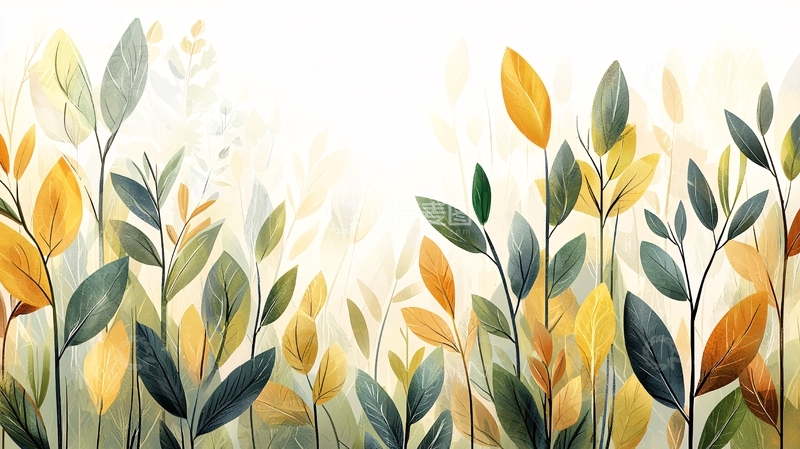 高清大图下载【趣麦麦图】淡雅的植物背景墙