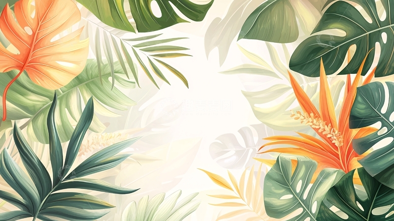 高清大图下载【趣麦麦图】热带植物花卉背景