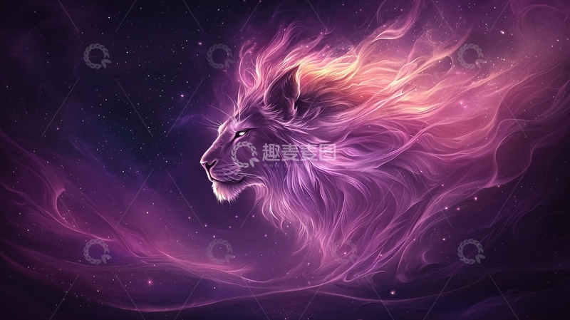 高清大图下载【趣麦麦图】紫色星云狮子头像