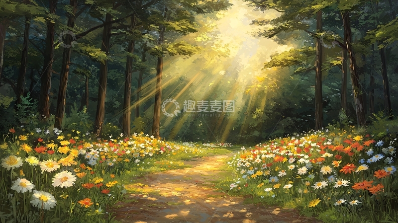 高清大图下载【趣麦麦图】森林阳光穿透