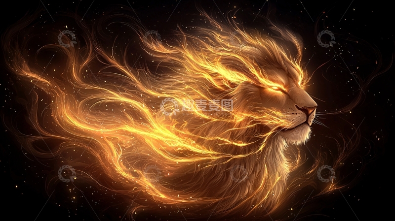 高清大图下载【趣麦麦图】火焰鬃毛的狮子