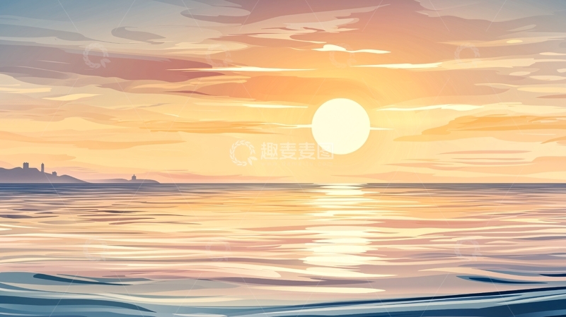 高清大图下载【趣麦麦图】海面日出景观