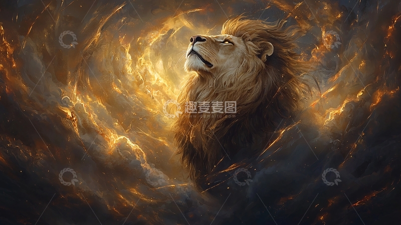 高清大图下载【趣麦麦图】雄狮仰望天空