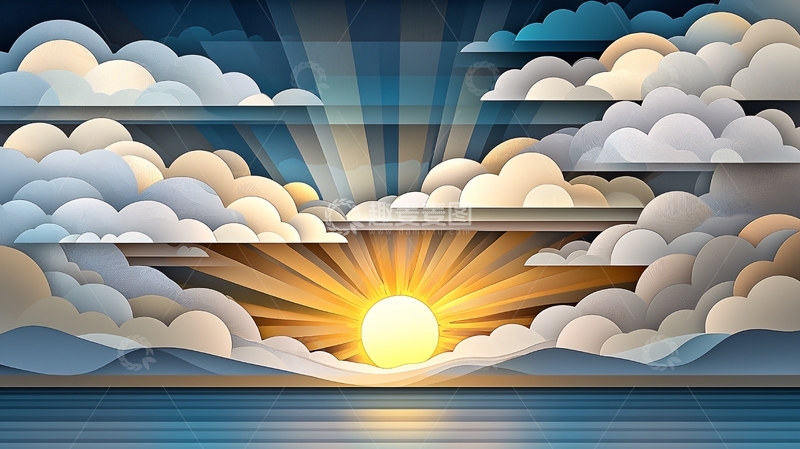 高清大图下载【趣麦麦图】金色阳光穿透云层