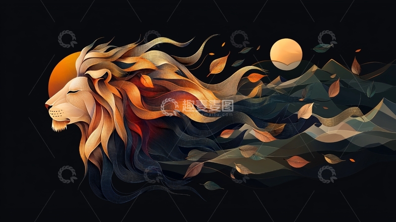 高清大图下载【趣麦麦图】创意狮子与风景融合