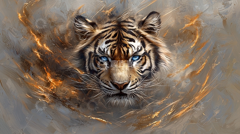 高清大图下载【趣麦麦图】蓝色眼睛的老虎