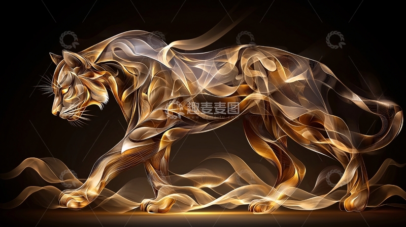 高清大图下载【趣麦麦图】金色烟雾老虎