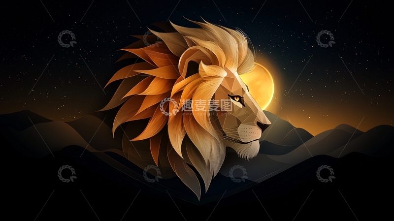 高清大图下载【趣麦麦图】金色鬃毛的狮子侧脸