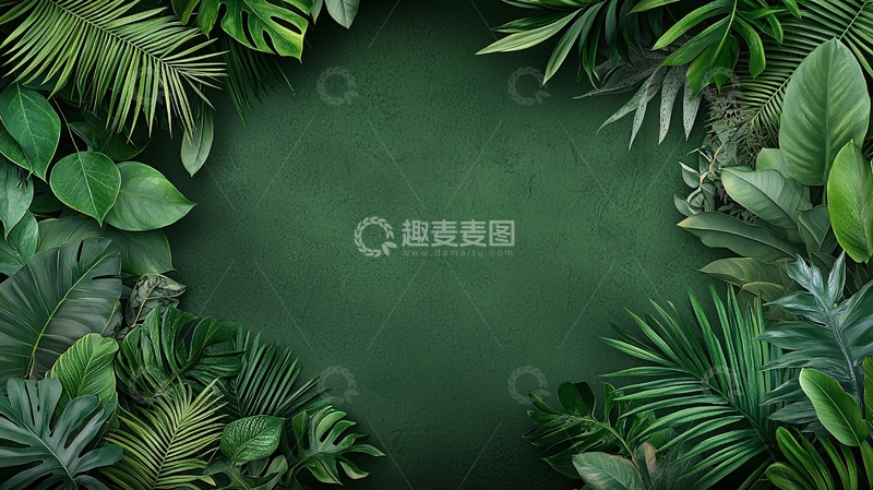 高清大图下载【趣麦麦图】绿色植物环绕背景