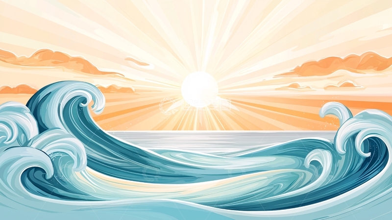 高清大图下载【趣麦麦图】海浪翻滚阳光灿烂的景象