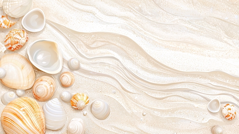 高清大图下载【趣麦麦图】海滩风情贝壳与沙滩纹理