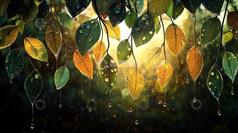 高清大图下载【趣麦麦图】叶子在光线下的抽象画