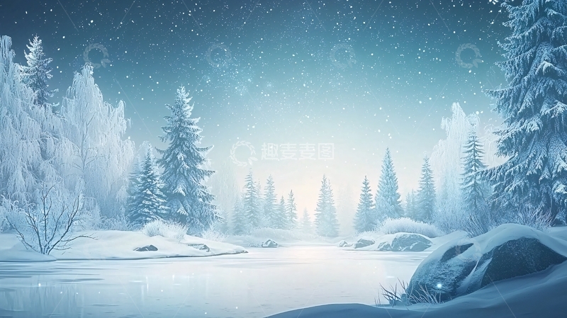 高清大图下载【趣麦麦图】冬季雪地森林