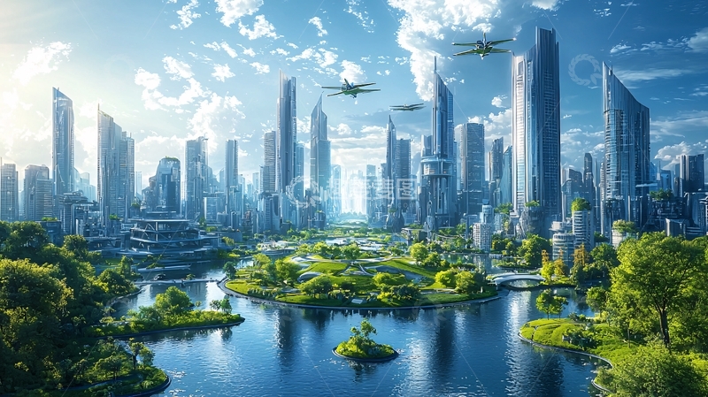 高清大图下载【趣麦麦图】未来城市绿色生态和谐