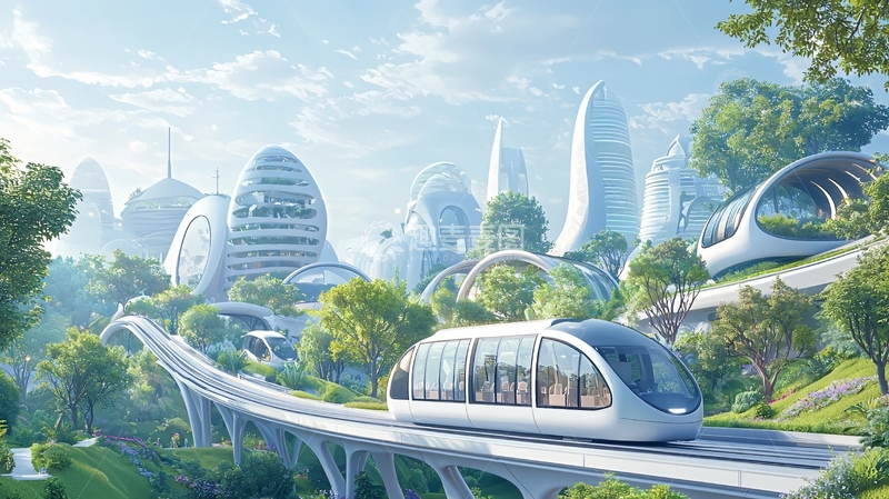 高清大图下载【趣麦麦图】未来城市绿色交通场景